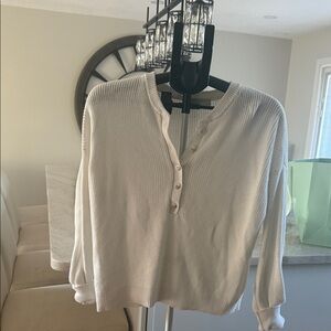 LOFT Cream Button-Down Shirt